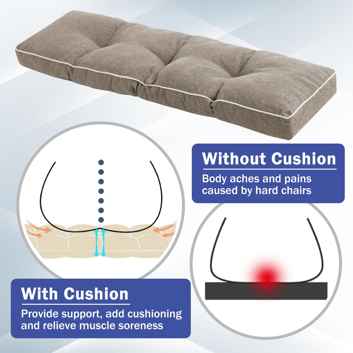 IPYNBAP memory foam bench cushion provides plush support.