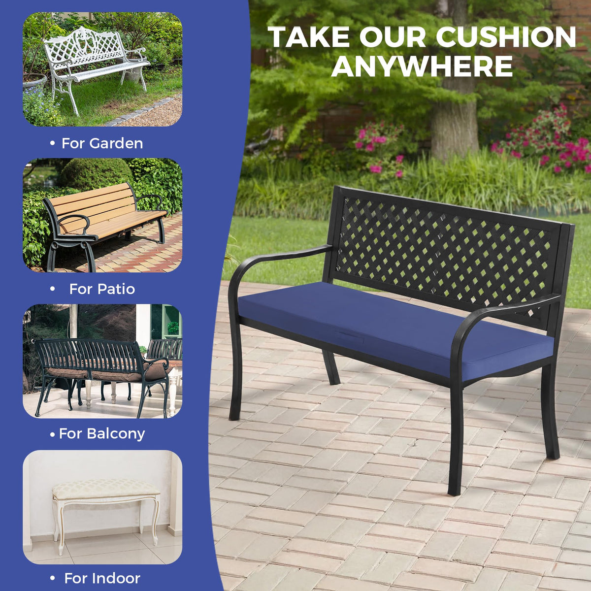 IPYNBAP navy blue cushion adds fade-resistant color outdoors