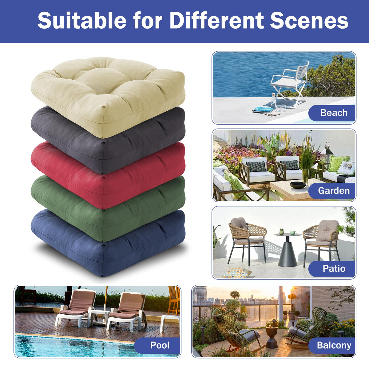 IPYNBAP Cushions ideal for outdoor dining and wicker chairs.