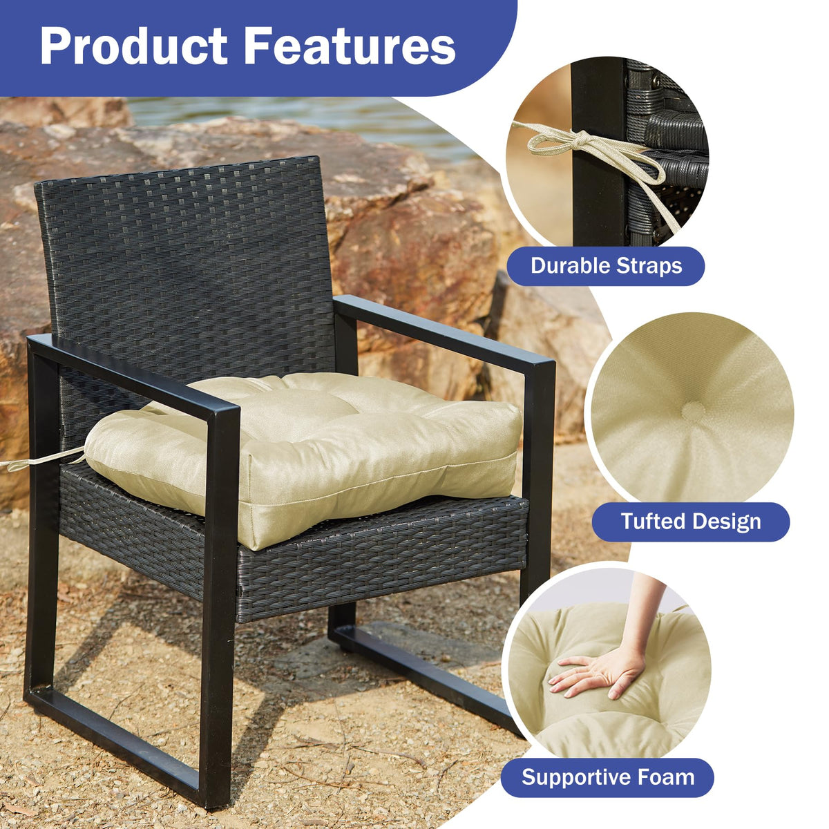 IPYNBAP Cushions tufted design prevents clumping and retains shape.