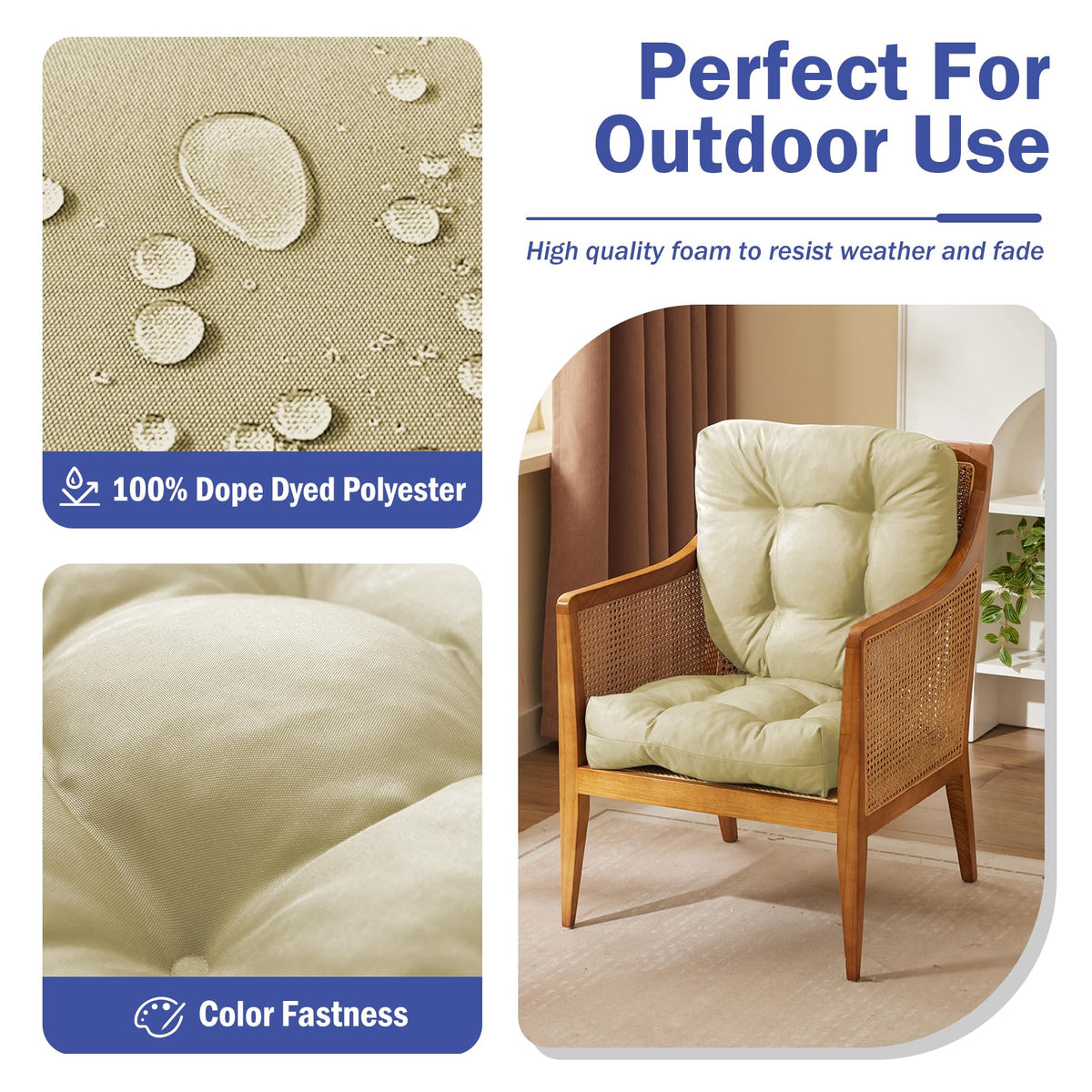 IPYNBAP Outdoor Cushions with waterproof fabric for moisture resistance.