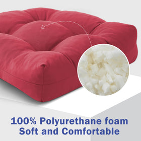 Waterproof fabric helps shed rain and spills on patio seating.