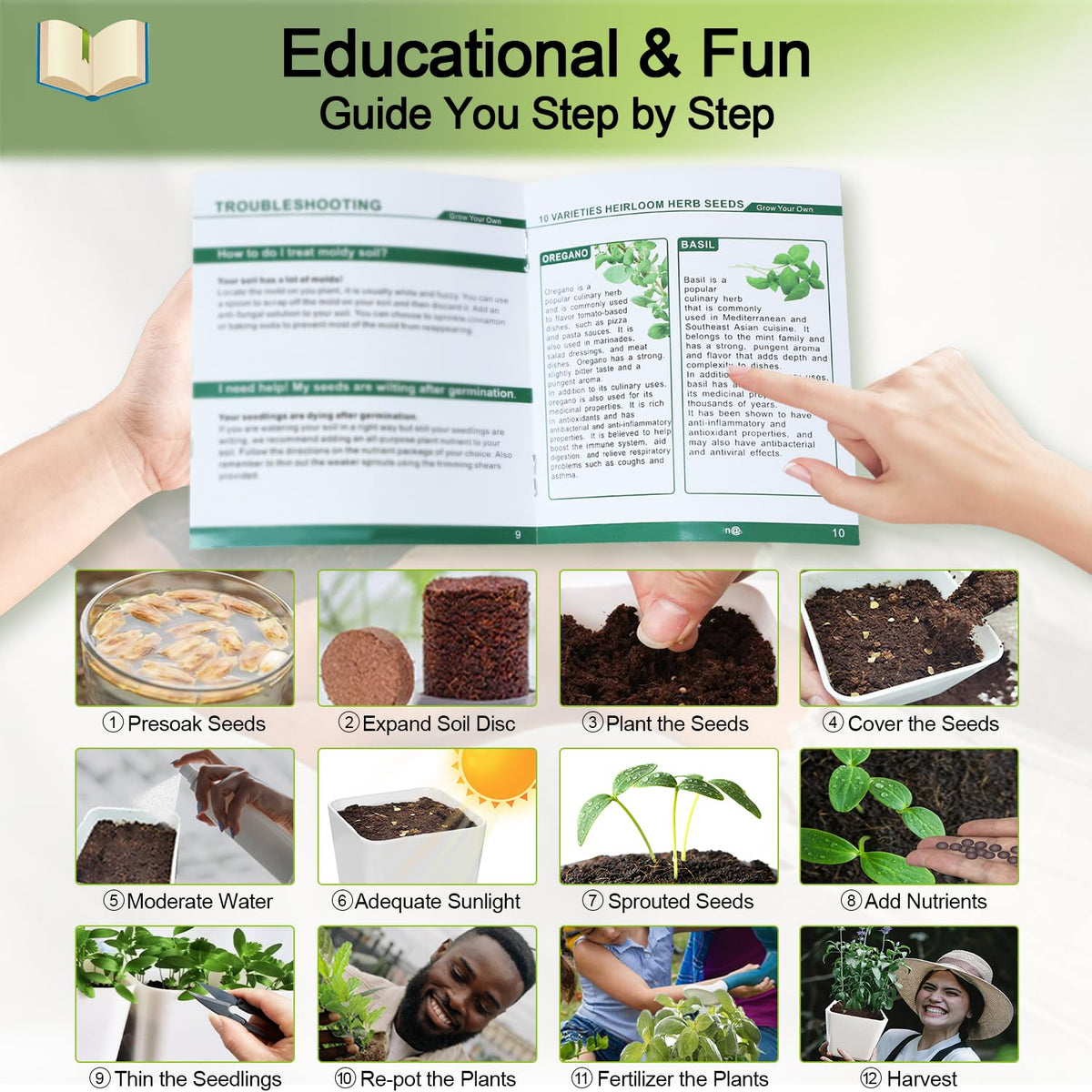 iRealgarden instruction booklet with kid-friendly steps for beginner gardeners