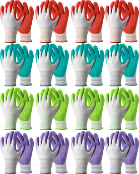 Irenare gardening gloves bulk in red and black with a rubber-coated grip for better control.