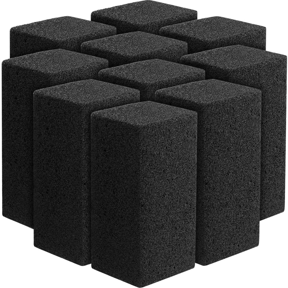Irenare grill cleaning brick 10-pack in black for griddles and BBQ grates, removes grease.