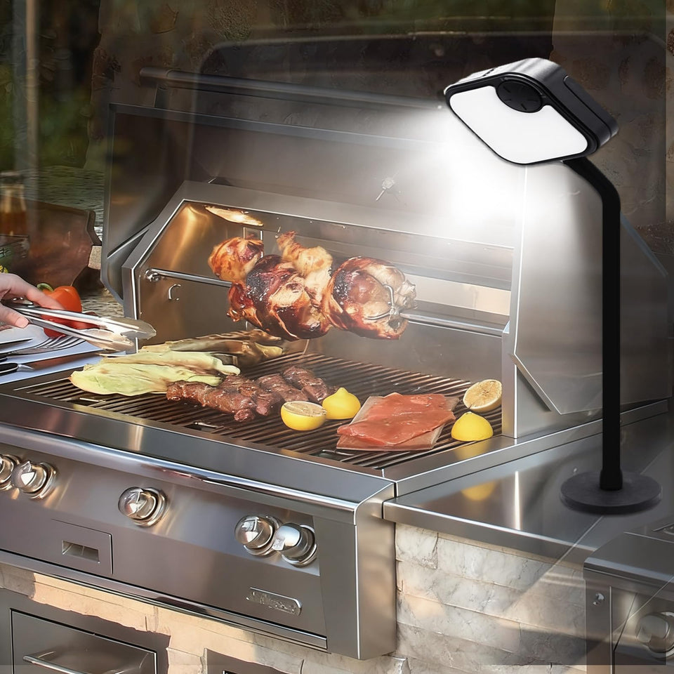 IriQuart rechargeable grill light with magnetic base for easy on-grill mounting.