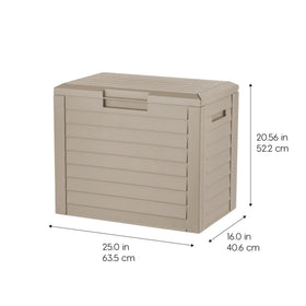 IRIS USA 35-Gallon outdoor deck box lid-closed offers secure, weatherproof storage