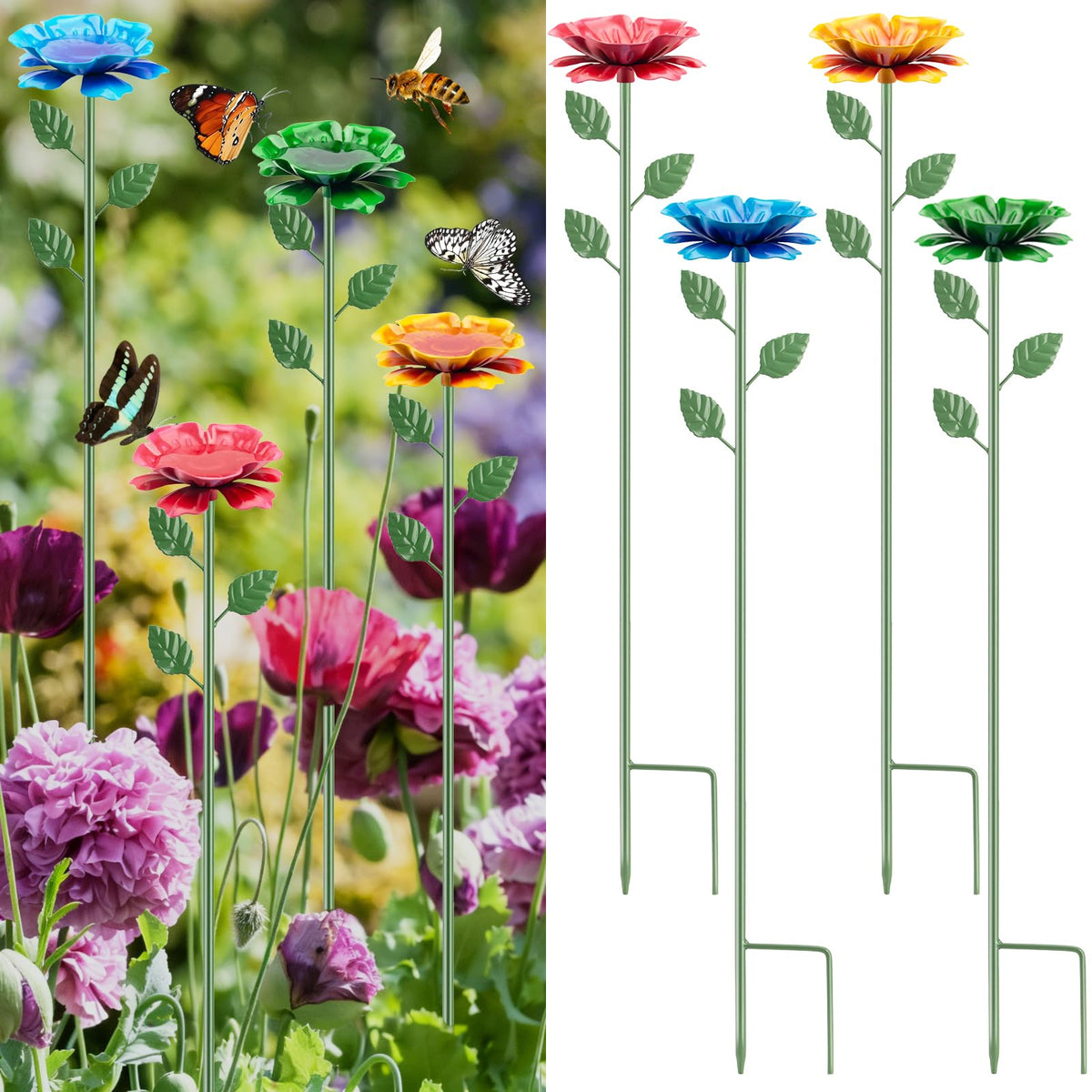 IRmm bee watering station with flower design attracts pollinators to your garden