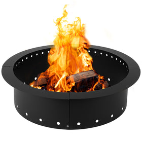 Iron Forge Tools smokeless firepit outer view highlights heavy-duty ring for durable outdoor gatherings.