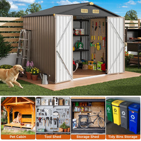 IRONCK 8x6ft outdoor storage shed door lock demonstrates secure access and deter theft.