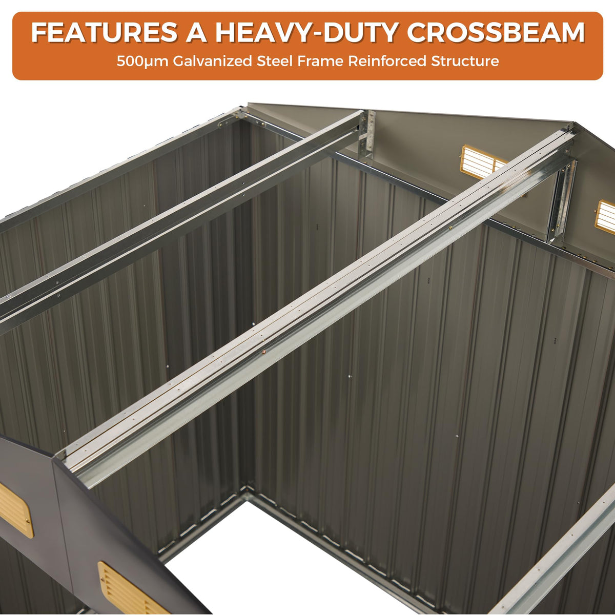 IRONCK 8x6ft outdoor storage shed interior layout offers versatile space for tools or pets.