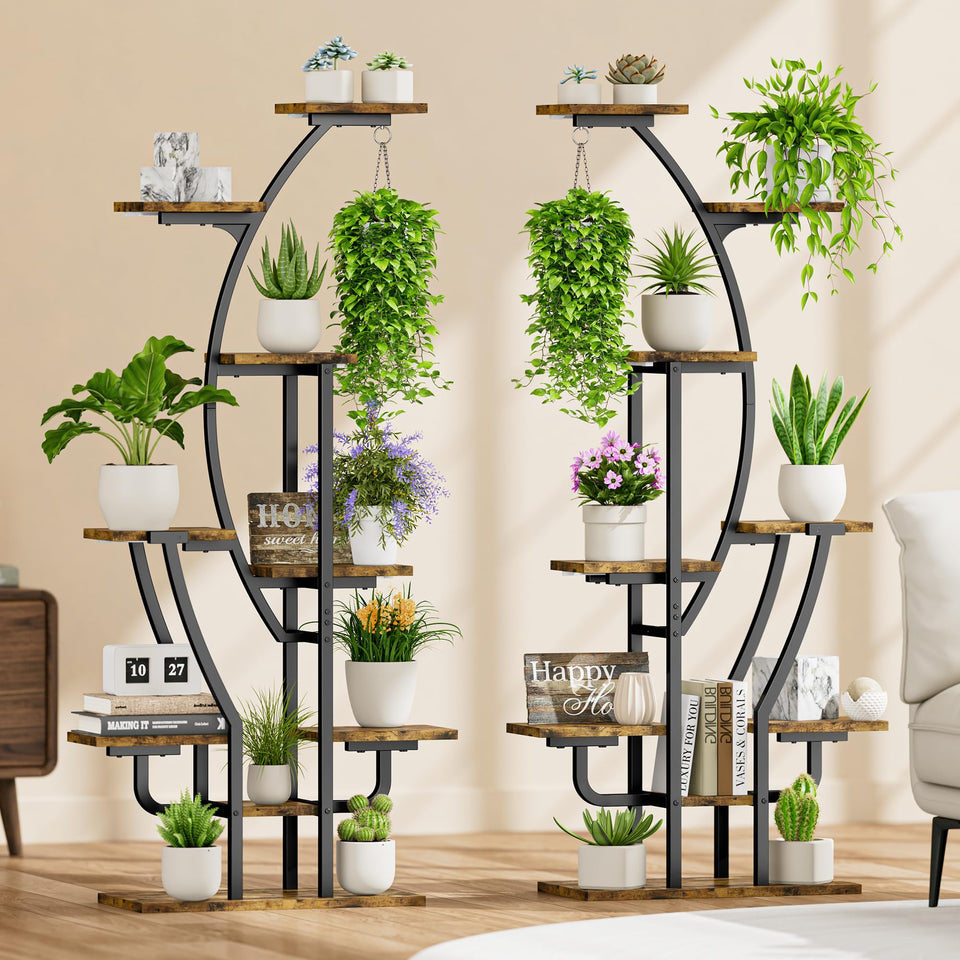 IRONCK two-stand 9-tier grow-light setup enhances plant display and space efficiency.