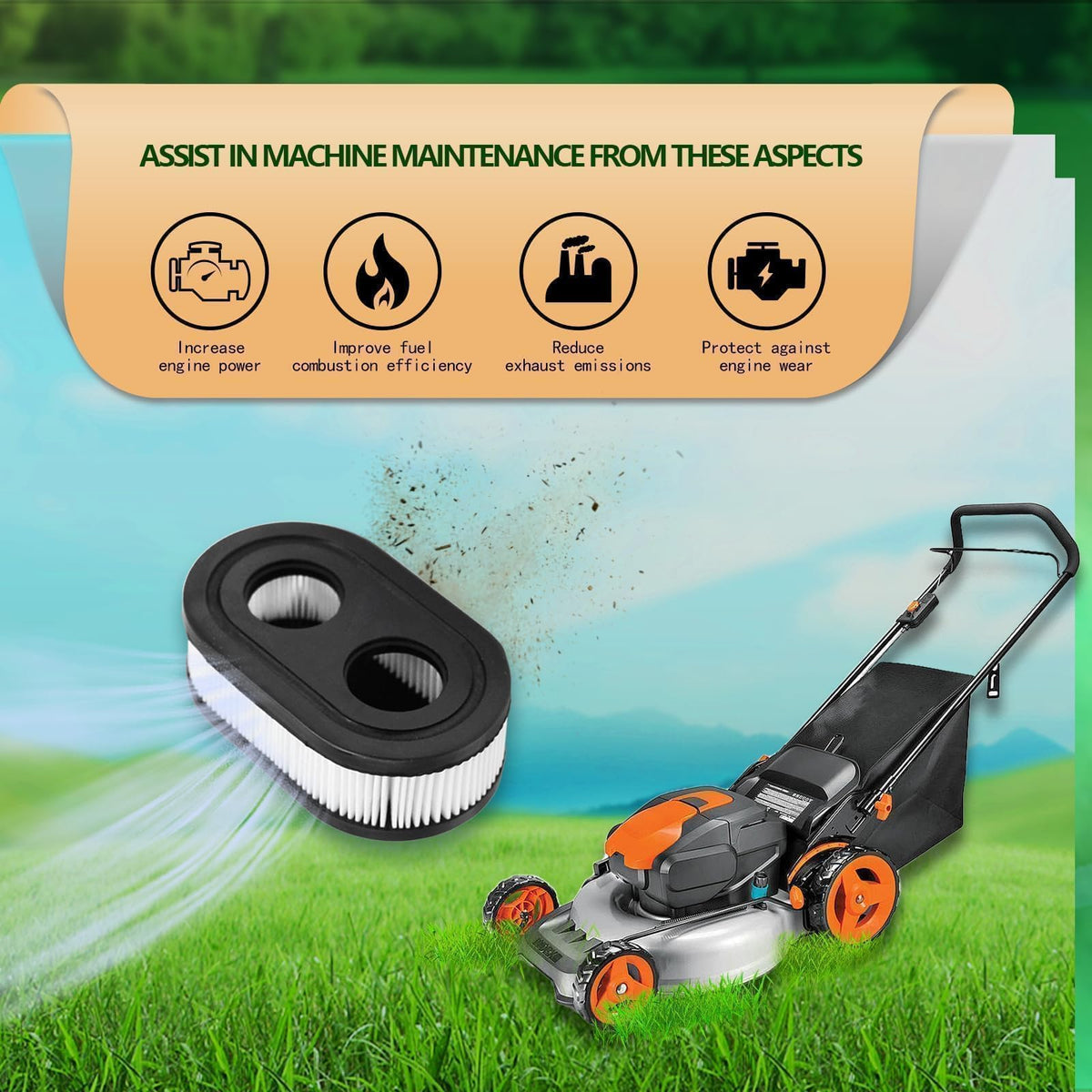 IRONHIT 593260 air filter compatibility with various mower models.