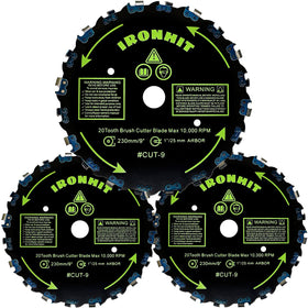 IRONHIT 9in 20T blade ready for heavy brush cutting and tree pruning