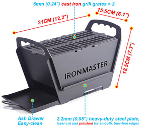 IronMaster cast iron grate delivers even heat and restaurant-style sear.