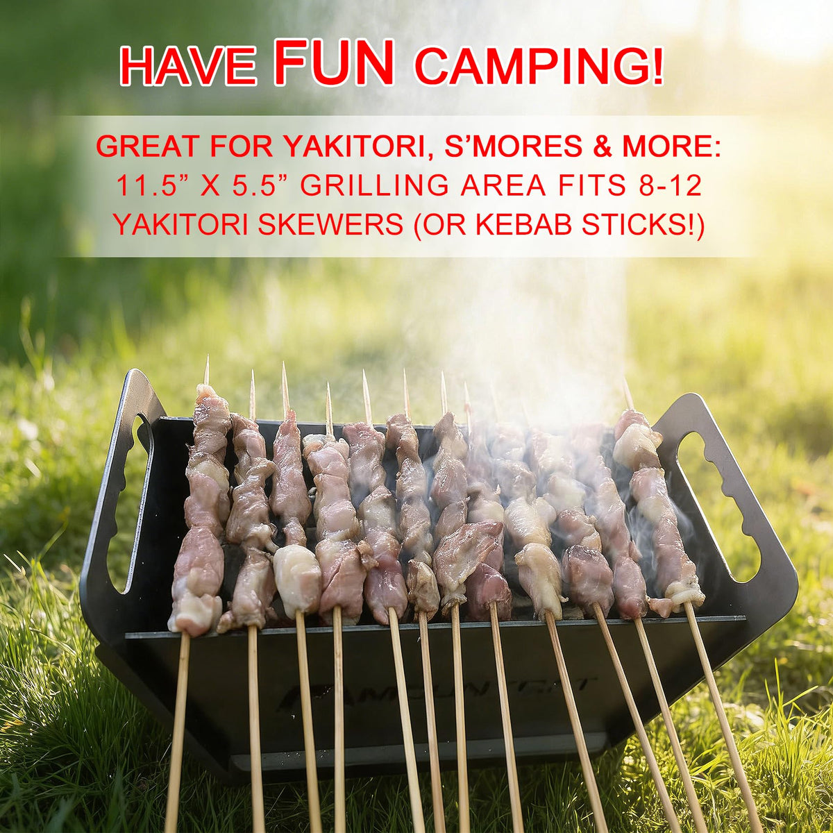 IronMaster yakitori-ready hibachi ideal for kebabs during outdoor trips.