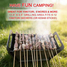 IronMaster yakitori-ready hibachi ideal for kebabs during outdoor trips.