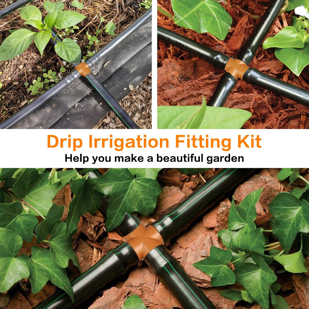iRunning 4-way coupler for drip line 1/2-inch tubing in a lawn
