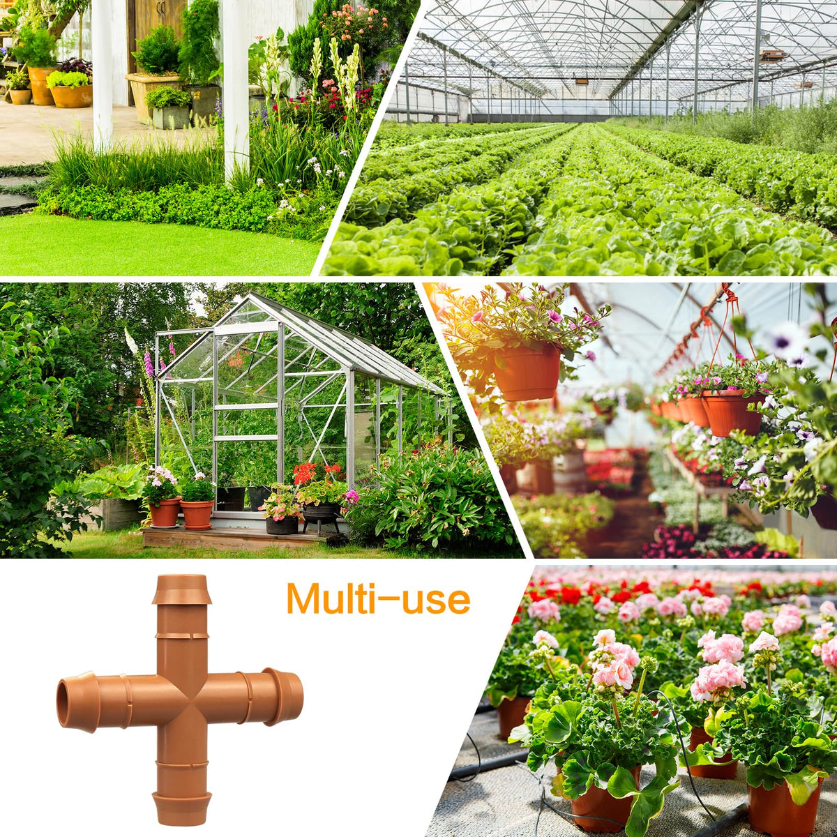 iRunning crosstee for 1/2-inch tubing ideal for patio and planter layouts
