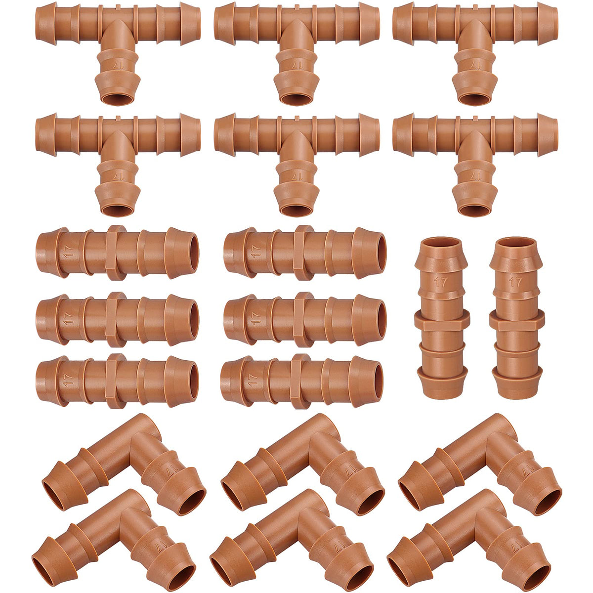 iRunning drip irrigation fittings kit 20 pieces for efficient garden watering.