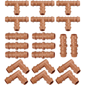 iRunning drip irrigation fittings kit 20 pieces for efficient garden watering.
