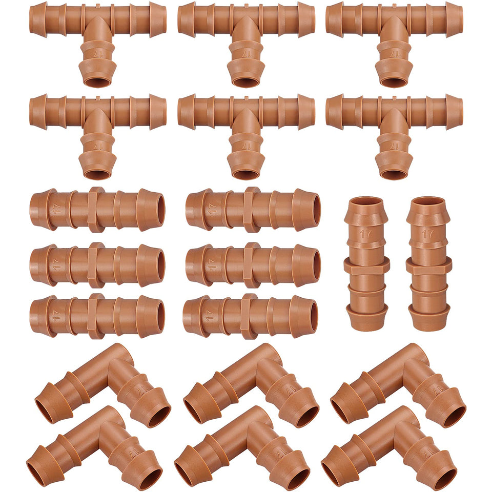 iRunning drip irrigation fittings kit 20 pieces for efficient garden watering.