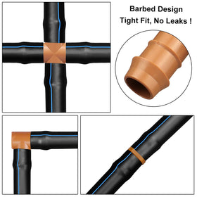 iRunning drip system connector for 1/2-inch tubing installed in a garden