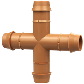 iRunning cross tee for 1/2-inch tubing showing a versatile garden irrigation connection