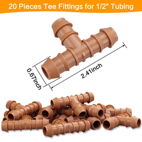 iRunning half-inch tubing tees fit standard drip lines for versatile garden layouts.