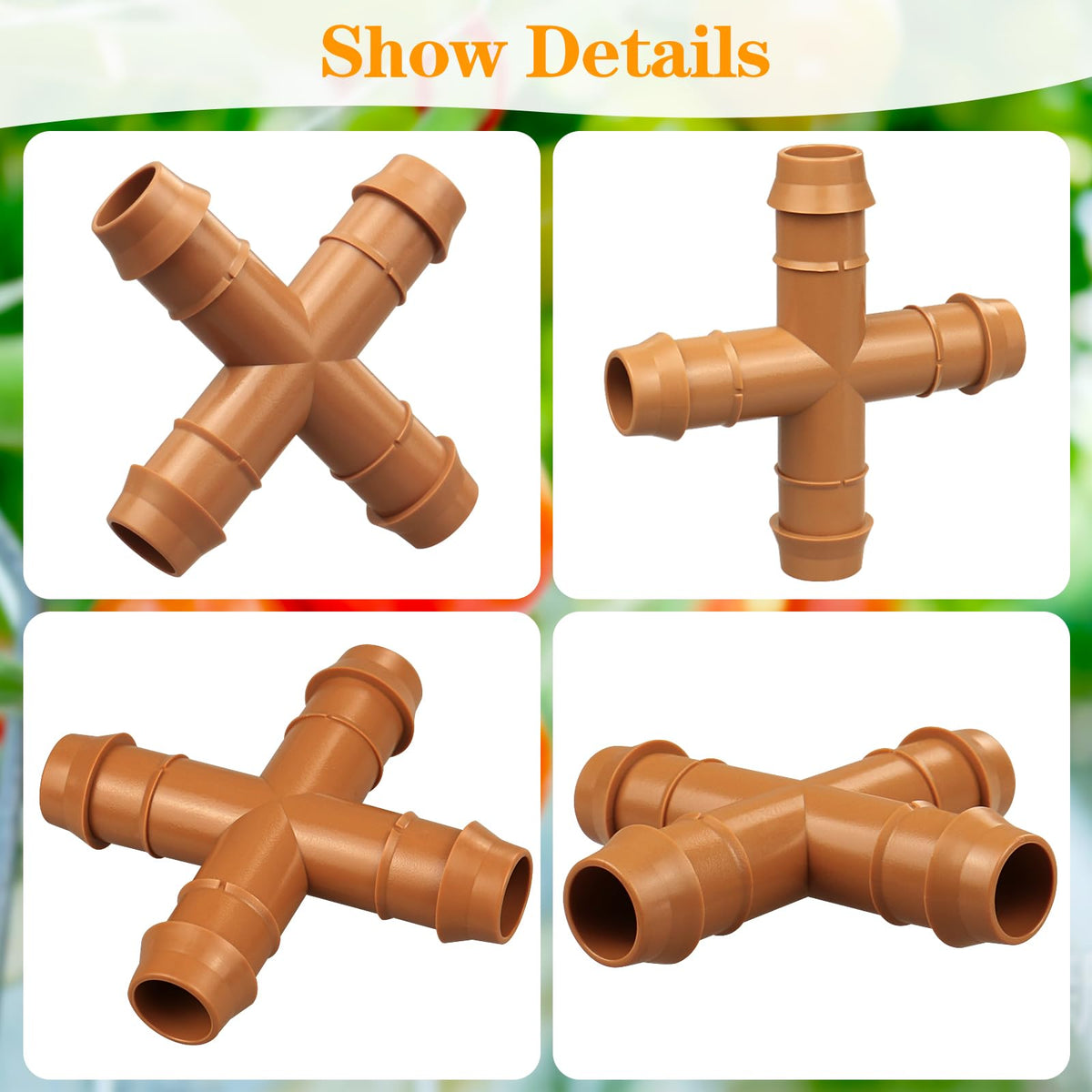 iRunning tee fittings for 1/2-inch irrigation tubing in a tidy drip setup
