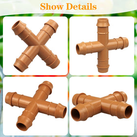 iRunning tee fittings for 1/2-inch irrigation tubing in a tidy drip setup