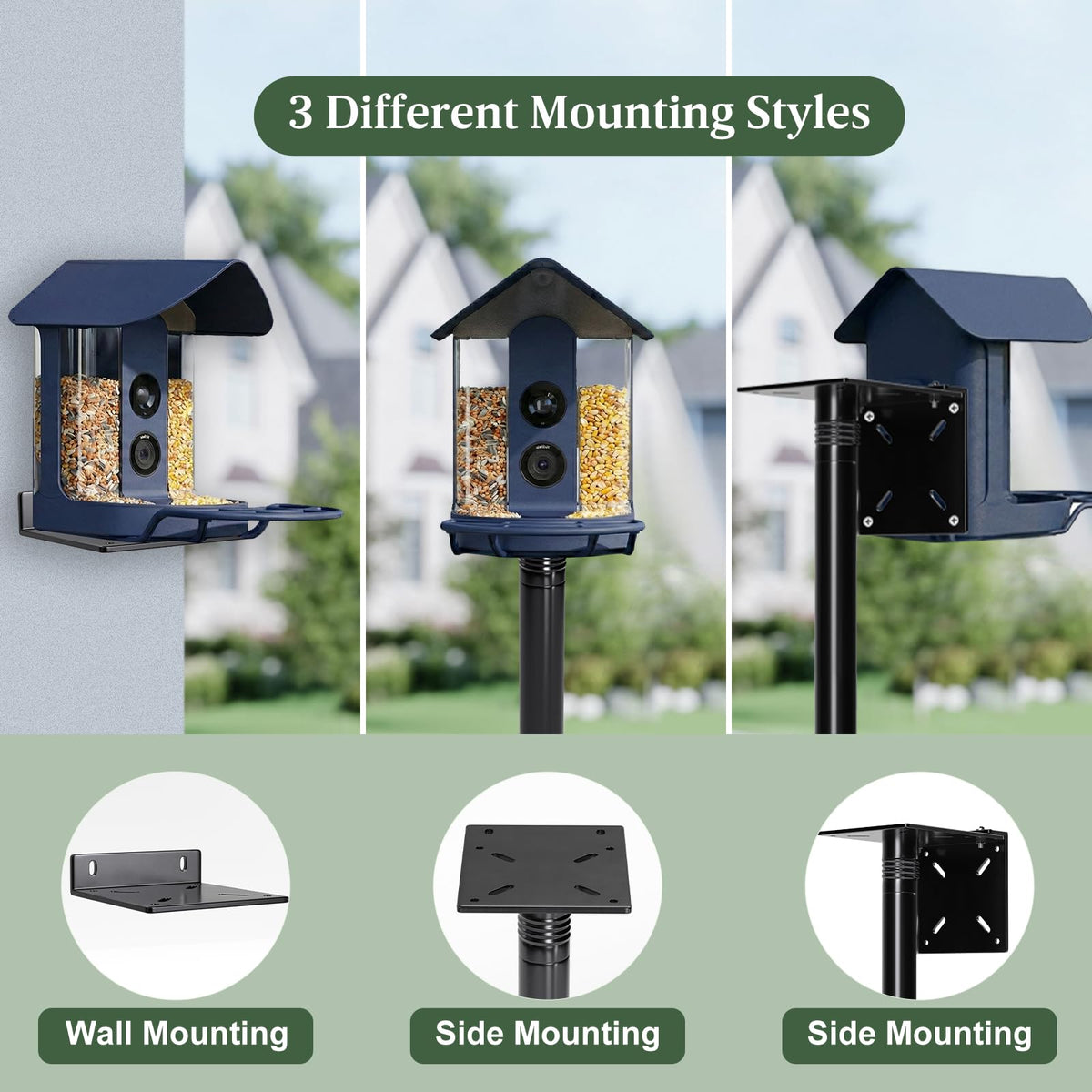 ISENLAND adjustable-height pole enables different birdhouses at various heights.