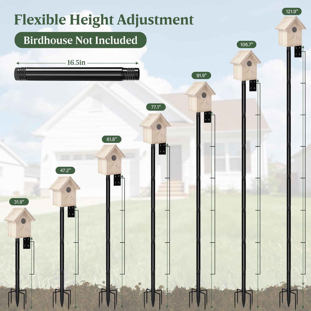 ISENLAND pole works with birdhouses, feeders, and decorative items.