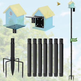 ISENLAND heavy-duty birdhouse pole stand shown in a garden setup for sturdy outdoor support.