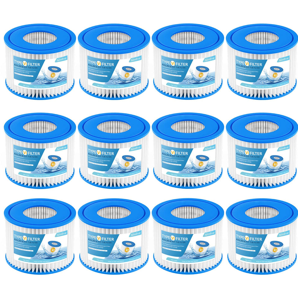 Isinlive Type VI spa filter pack for Lay-Z Spa keeps water clear.