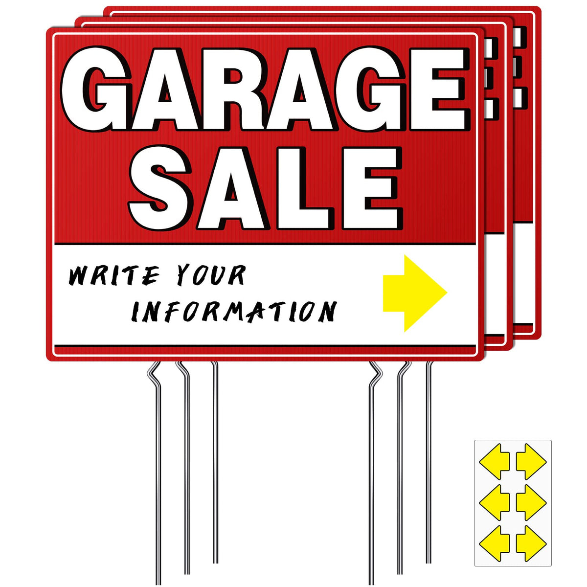 ISYHCC garage sale sign 17x13 inch double-sided with stakes improves visibility from all directions