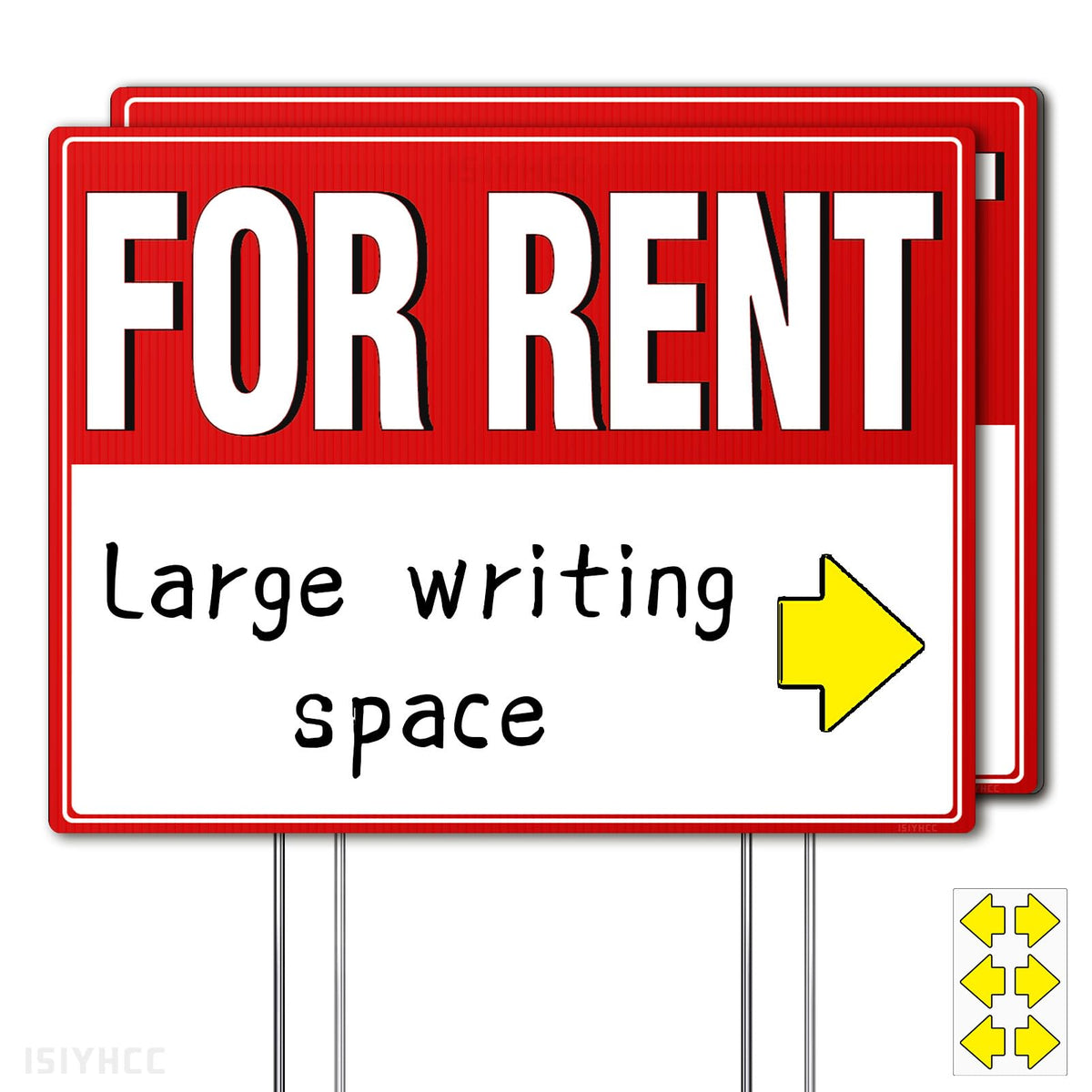 ISIYHCC rent sign front view highlights extra writing space for rents and contact details from the curb
