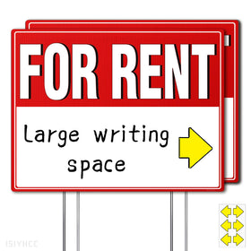 ISIYHCC rent sign front view highlights extra writing space for rents and contact details from the curb
