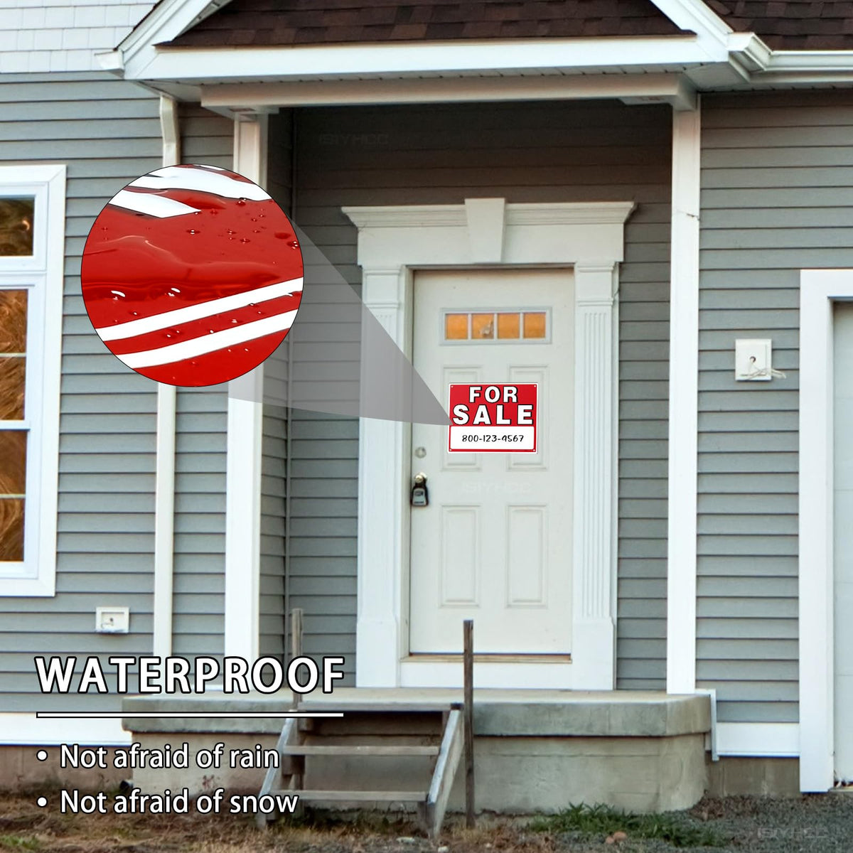 ISIYHCC weatherproof for sale sign demonstrates durable visibility in any weather.