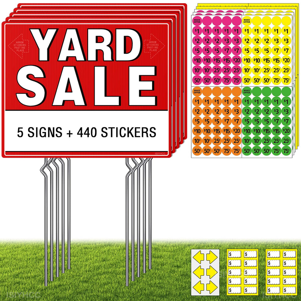 ISIYHCC yard-sale signs 16.5x12.5 inch improve roadside visibility.