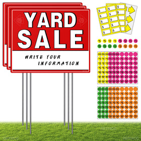 ISIYHCC yard sale signs kit with stakes for durable outdoor visibility.