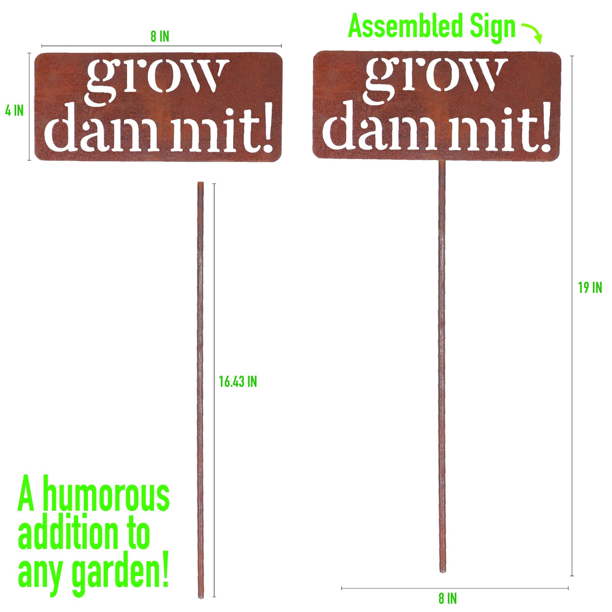 Island Genius rustic alloy steel sign provides a vintage garden look