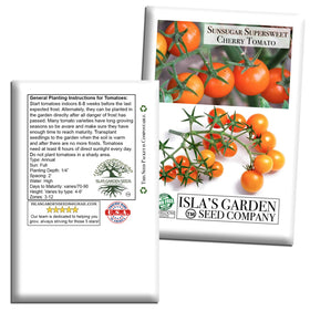 Isla's Garden Seeds Sunsugar cherry tomatoes ideal for patio gardens