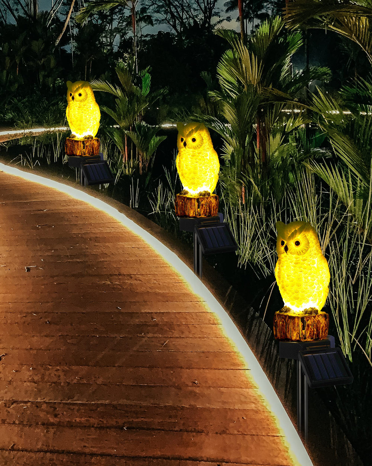 iStatue auto on off solar owl lights at dusk