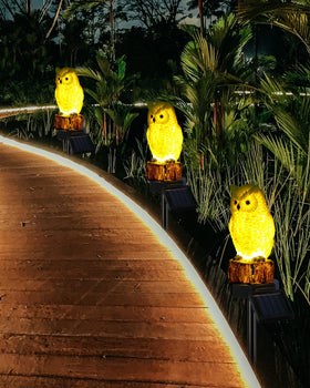 iStatue auto on off solar owl lights at dusk