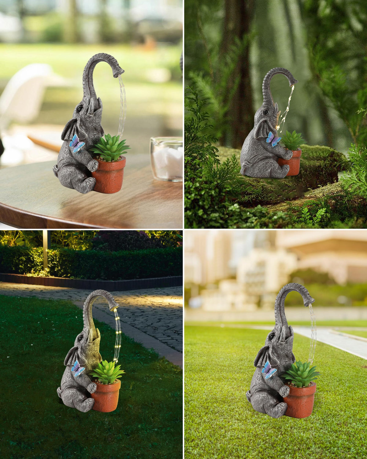 istatue butterfly and elephant planter offers whimsical focal point for garden spaces
