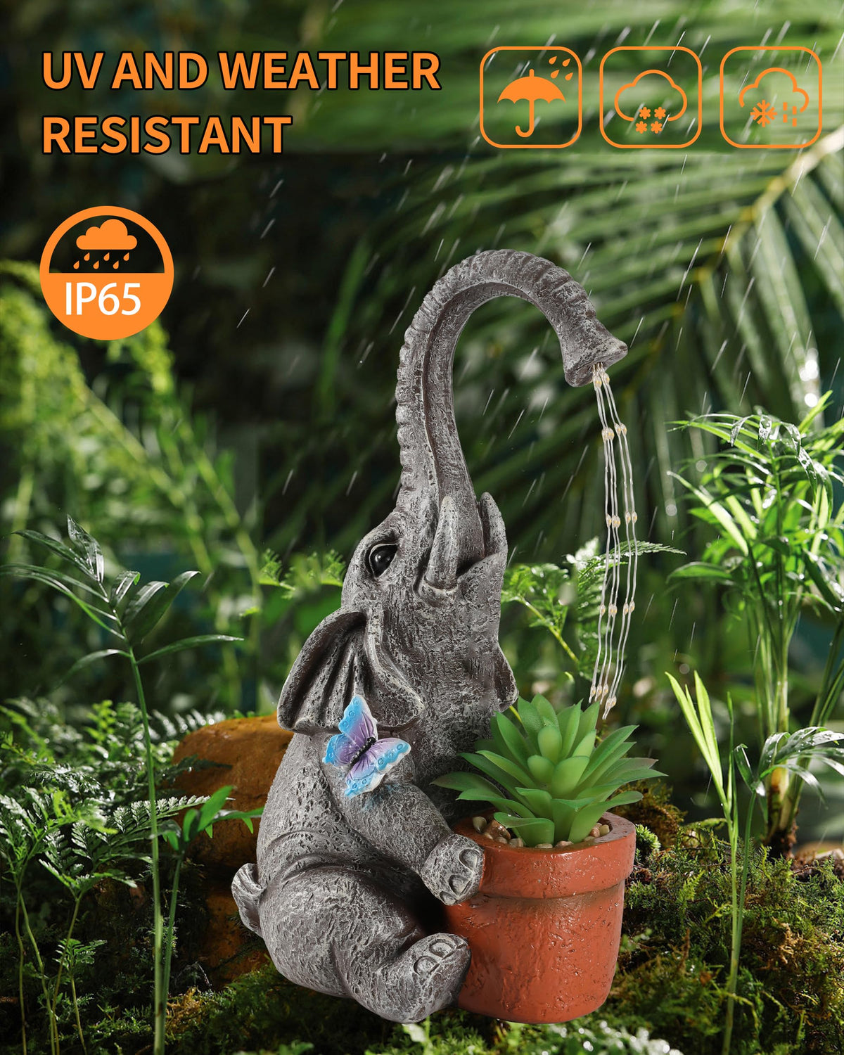 istatue elephant yard art with solar light creates ambient evenings in any garden