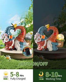 iStatue hand-painted gnome couple with intricate details enhances springtime curb appeal.