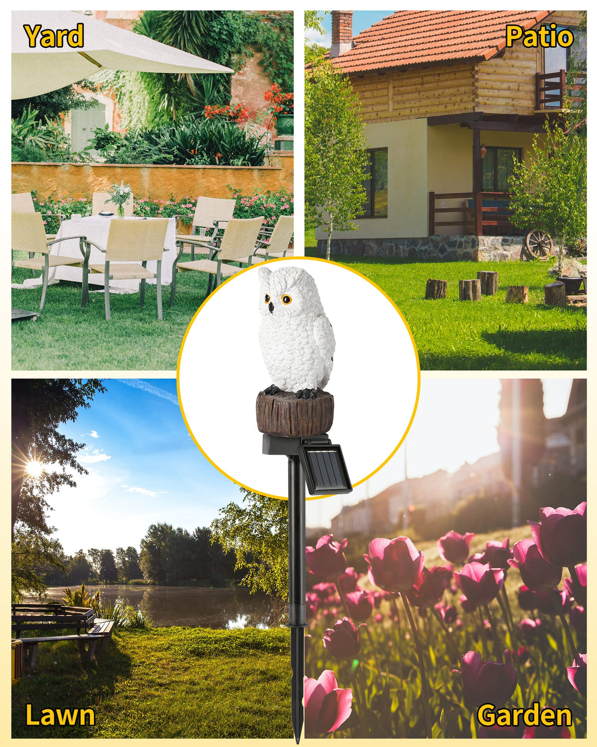 iStatue outdoor pathway light owl guides steps softly