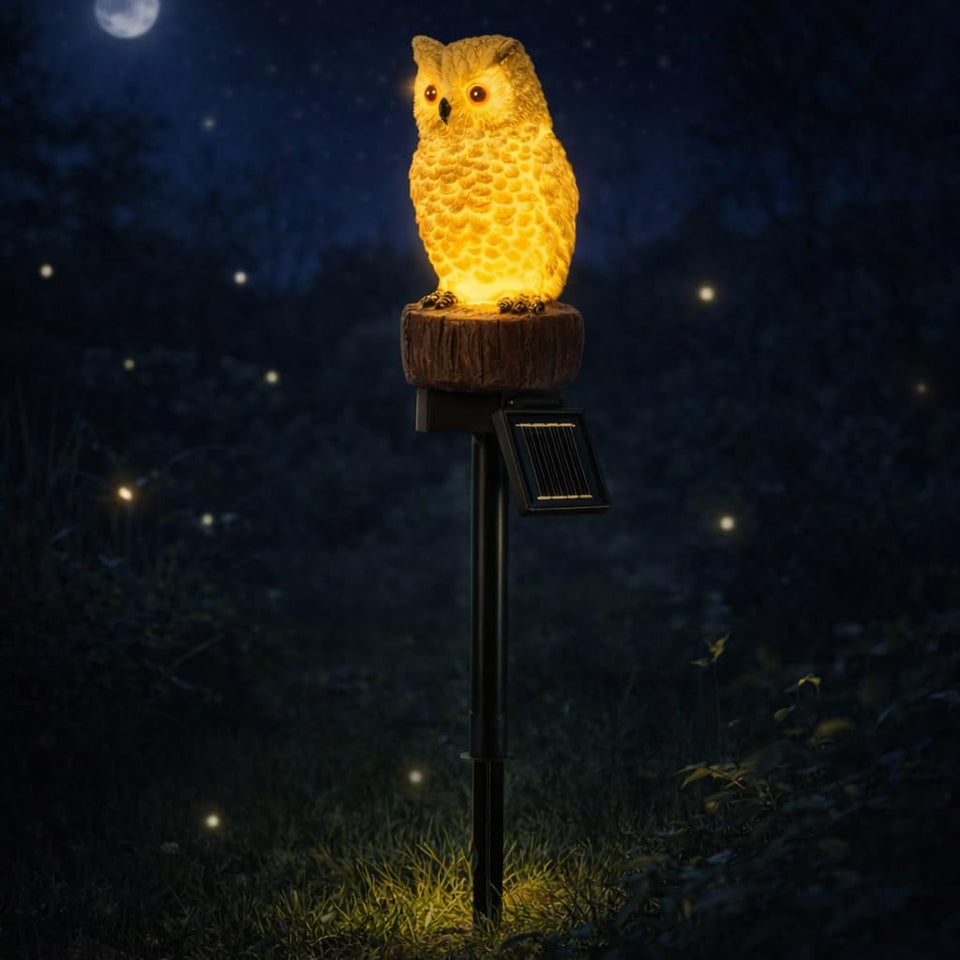 iStatue solar owl garden stake light for a warm outdoor glow